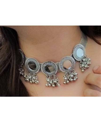 Beautiful Oxidized Silver Choker With Earring and Ring for Women, Indian Traditional Women Jewelry Set, Indian Festival Navratri Jewelry Set | Save 33% - Rajasthan Living 3