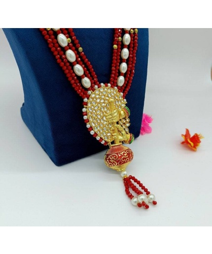 Meenakari Red Necklace -jodha Akbar Faceted Coral Red Beaded Necklace-rani Haar -bridesmaid Pearl Necklace Set -lord Krishna Kundan Necklace | Save 33% - Rajasthan Living 3