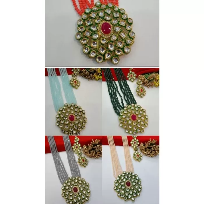 Traditional Indian Necklace . Kundan Polki Set . Beaded Necklace With Polki Pendent . Ethnic Indian Necklace . Party Wear Necklace . Woman | Save 33% - Rajasthan Living 5