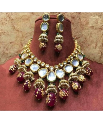 Indian Kundan Meena Handmade Necklace, Earrings With , Meenakari- Kundan Necklace/ Jewelry With Drop Earrings, Rajwada Necklace, Diwali Sale | Save 33% - Rajasthan Living