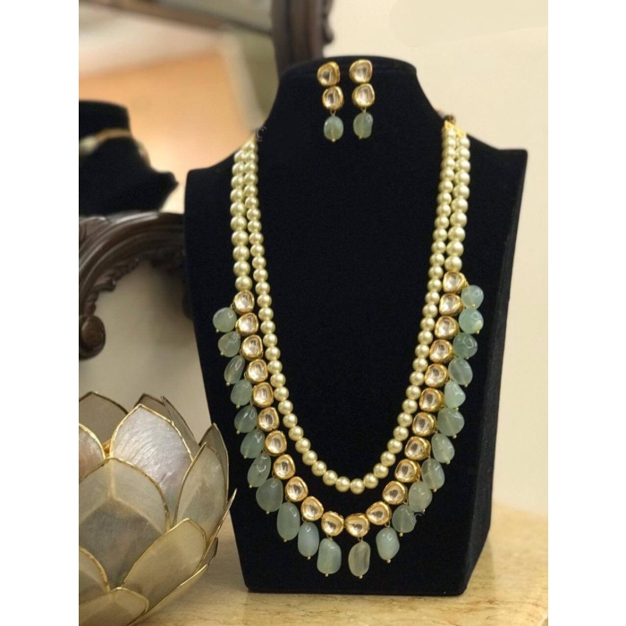 Indian Traditional Kundan Long Nacklace Jewelry Set, Necklace, Kundan Jewelry in Cream Pearls, Kundan Meena, Diwali Sale, New Long Jewellery | Save 33% - Rajasthan Living 6