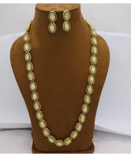 Long Kundan Mala Necklace Studs Jewelry Jewellery Set, Indian Bridal Party Wear Gold Plated Necklace Set, Bridal Handmade Jewelry, Diwali | Save 33% - Rajasthan Living