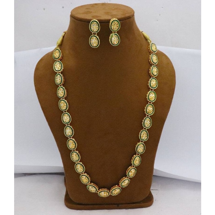 Long Kundan Mala Necklace Studs Jewelry Jewellery Set, Indian Bridal Party Wear Gold Plated Necklace Set, Bridal Handmade Jewelry, Diwali | Save 33% - Rajasthan Living 7