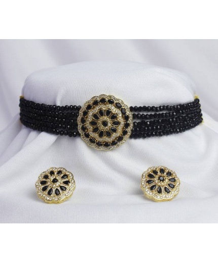 Indian Jewelry,kundan Choker Necklace,wedding Jewelry,indian Choker,indian Kundan Necklace Set,american Diamond Black Choker With Earrings | Save 33% - Rajasthan Living