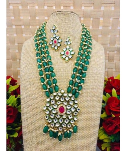 New Fashion Long Polki Necklace – Pearl Necklace – Kundan Necklace Set W/earrings – Indian Wedding Bridal Jewelry Kundan Meena, Diwali Sale | Save 33% - Rajasthan Living 5