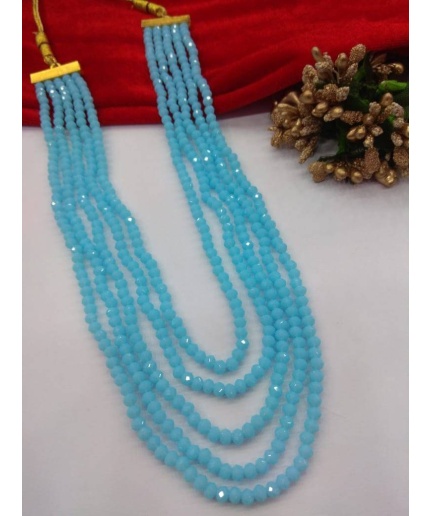 Aqua Blue Necklace – Adjustable Long Necklace – Unisex Jewelry – Ethnic Tribal -hydro Stone Neck Piece – Multi Layer Faceted Beaded Necklace | Save 33% - Rajasthan Living