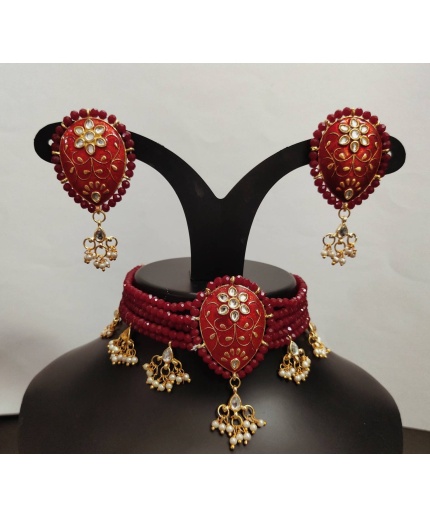 New Indian Choker Necklace Earrings Tikka Head Piece Jewelry Bridesmaidantique Style Jewellery Bridal Wedding Fashion Handmade Jewellery Set | Save 33% - Rajasthan Living