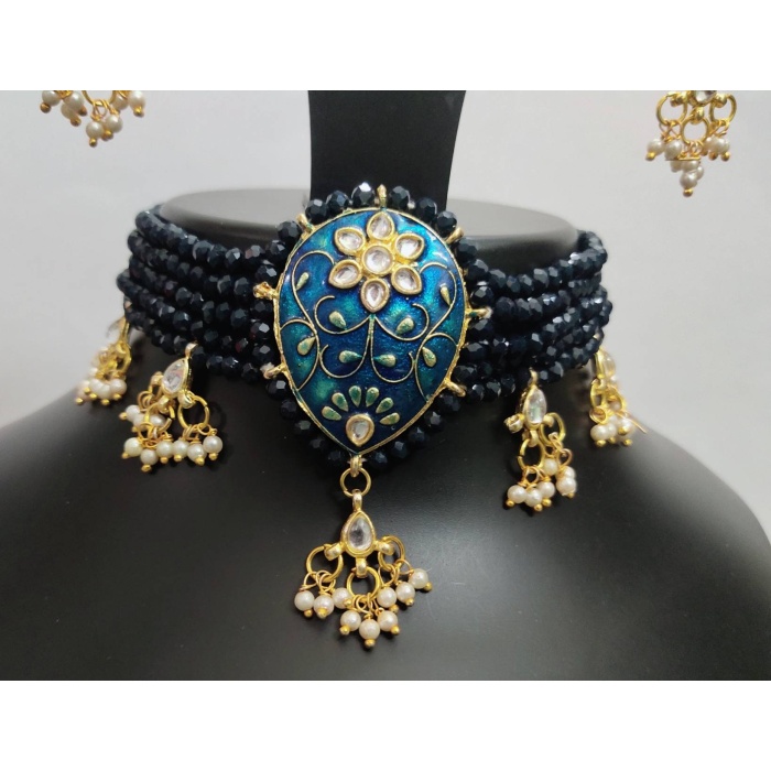 New Indian Choker Necklace Earrings Tikka Head Piece Jewelry Bridesmaidantique Style Jewellery Bridal Wedding Fashion Handmade Jewellery Set | Save 33% - Rajasthan Living 8