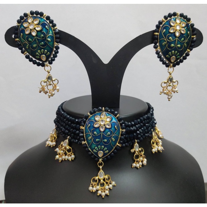 New Indian Choker Necklace Earrings Tikka Head Piece Jewelry Bridesmaidantique Style Jewellery Bridal Wedding Fashion Handmade Jewellery Set | Save 33% - Rajasthan Living 5