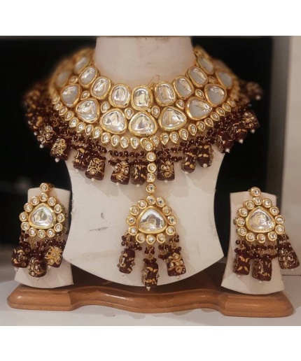 Jadau Necklace Indian Bridal Wedding Choker Necklace Set , Minakari- Kundan Necklace/ Jewelry With Drop Earrings Mangtika Necklace, Diwali | Save 33% - Rajasthan Living 3