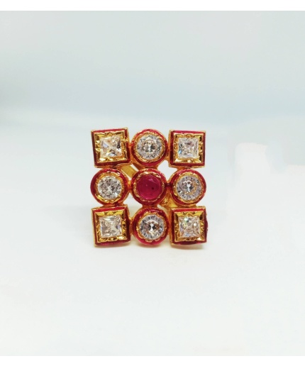 Ad Rings, Party Wear, Gift for Her, Beautiful Ring, Statement Ring, Red Ring, Gold Ring, Wedding Ring, Indian Ring, Diwali Gift, Bridal Ring | Save 33% - Rajasthan Living