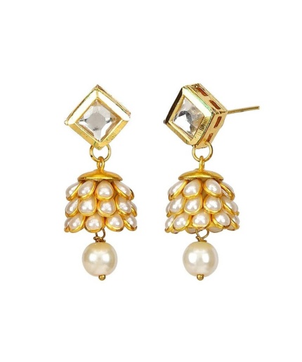 Polki Earrings/indian Earrings/chandbali Earrings/south Indian Jewelry/temple Earrings/pearl Drop Earrings/ Delicate Earrings/ Flower Style | Save 33% - Rajasthan Living 3