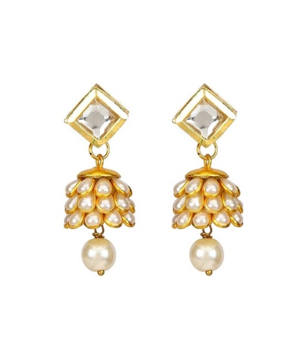 Polki Earrings/indian Earrings/chandbali Earrings/south Indian Jewelry/temple Earrings/pearl Drop Earrings/ Delicate Earrings/ Flower Style | Save 33% - Rajasthan Living