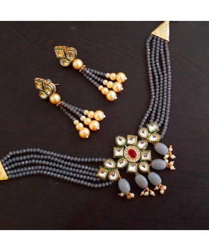 Sale Indian Choker Necklace Earrings Tikka Head Piece Jewelry Bridesmaid CZ Antique Style Jewellery Bridal Wedding Fashion Handmade Set | Save 33% - Rajasthan Living 3