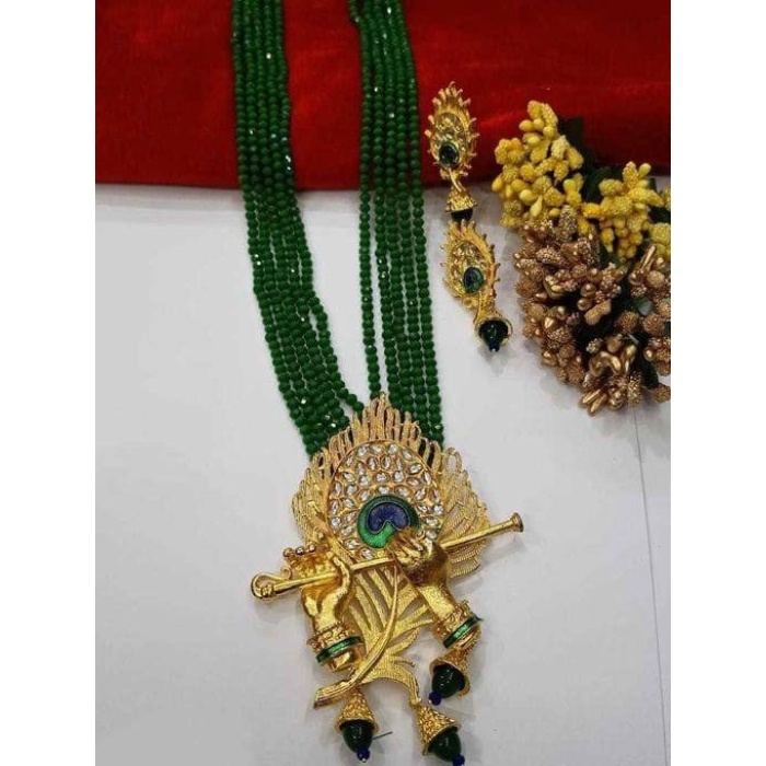 Load Krishna Necklace Set With Matching Peacock Feather Earrings | Save 33% - Rajasthan Living 10