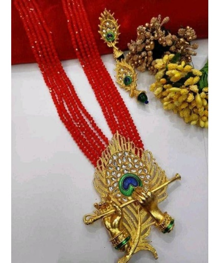 Load Krishna Necklace Set With Matching Peacock Feather Earrings | Save 33% - Rajasthan Living