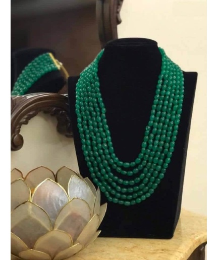 Greenbeaded Layered Necklace Emerald Necklace/ Long Beaded Necklace / Indian Grooms Necklace / Green Beads Multilayered / Handmade Jewellery | Save 33% - Rajasthan Living