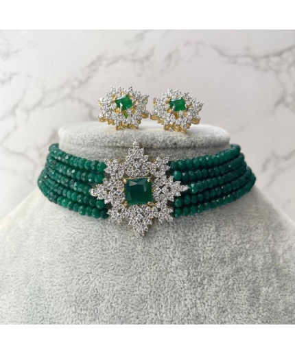 Emerald cz Choker/ Indian Jewelry/ Indian Necklace/ Indian Choker/ Indian Wedding Necklace Set/ Kundan Choker, Diwali Sale, Ad Necklace, New | Save 33% - Rajasthan Living