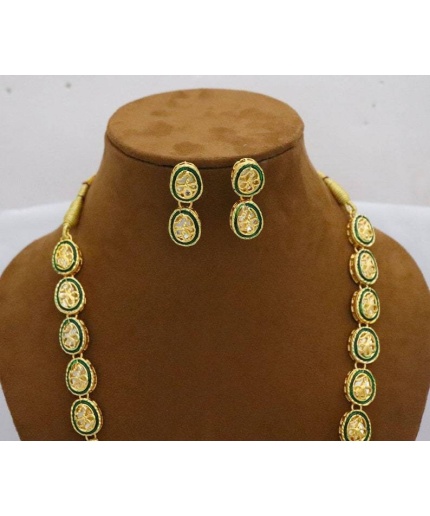 Long Kundan Mala Necklace Studs Jewelry Jewellery Set, Indian Bridal Party Wear Gold Plated Necklace Set, Bridal Handmade Jewelry, Diwali | Save 33% - Rajasthan Living 3