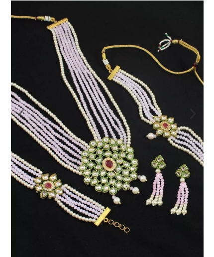 New Long Meenakari and Kundan Choker Set With Earrings Light Weight Dome Shaped Necklace, Necklace Choker and Bracelet Combo, Kundan Meena | Save 33% - Rajasthan Living