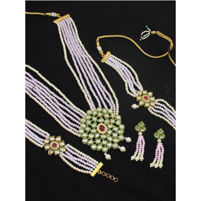 New Long Meenakari and Kundan Choker Set With Earrings Light Weight Dome Shaped Necklace, Necklace Choker and Bracelet Combo, Kundan Meena | Save 33% - Rajasthan Living 5