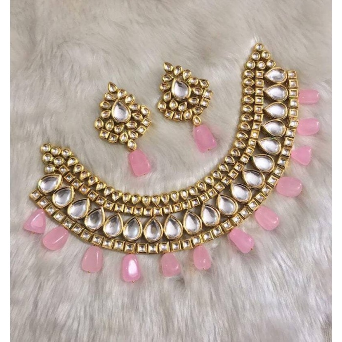 New Handmade Pink Kundan Necklace Set, Customizable Kundan Set, Bridal Kundan Jewellery, Indian Kundan Jewellery, Designer Kundan Jewellery | Save 33% - Rajasthan Living 5