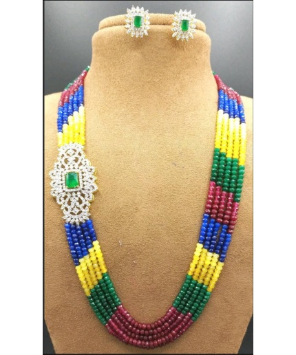 New Long CZ Necklace With Multicolored Stand Beads Indian Jewellery Multicolored Jewellery Indian Necklace Ad Necklace Multicolored Necklace | Save 33% - Rajasthan Living 3