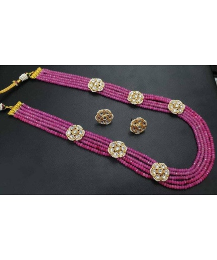 Gold Plated Flower Indian Necklace Earring Ethnic Pakistani Kundan Jewelry Long Onex Beads Necklace Haar Bridal Partywear Jewelry Designer | Save 33% - Rajasthan Living