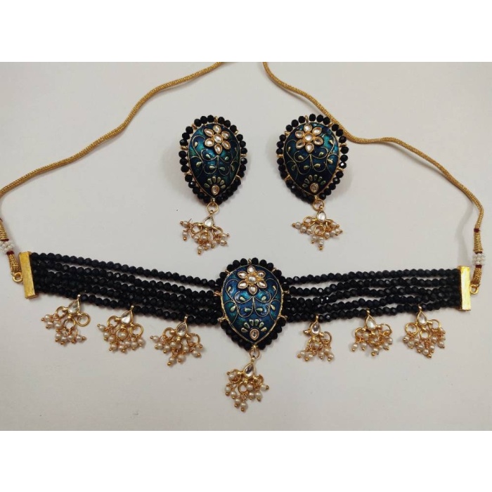 New Indian Choker Necklace Earrings Tikka Head Piece Jewelry Bridesmaidantique Style Jewellery Bridal Wedding Fashion Handmade Jewellery Set | Save 33% - Rajasthan Living 10