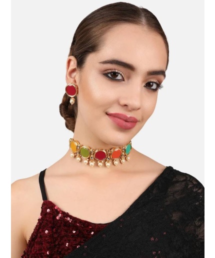 Sale Multi Coloured Handmade Bollywood Rainbow Jewelry, Pakistani Jewelry, Indian Wedding Necklace, Bridal Choker, Kundan Necklace  Choker | Save 33% - Rajasthan Living 3