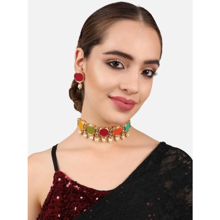 Sale Multi Coloured Handmade Bollywood Rainbow Jewelry, Pakistani Jewelry, Indian Wedding Necklace, Bridal Choker, Kundan Necklace  Choker | Save 33% - Rajasthan Living 6