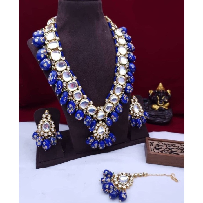 New Traditional Indian Kundan Long Jewelry/ Indian Necklace/ Indian Choker/ Hot Wedding Necklace Set/ Handmade Jewellery/ Handmade Earrings | Save 33% - Rajasthan Living 5