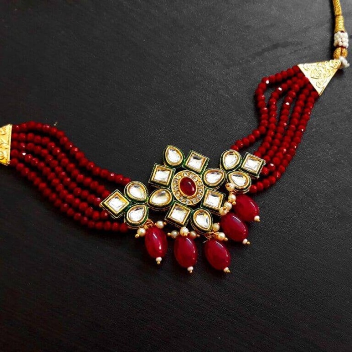 Sale Indian Choker Necklace Earrings Tikka Head Piece Jewelry Bridesmaid CZ Antique Style Jewellery Bridal Wedding Fashion Handmade Set | Save 33% - Rajasthan Living 8