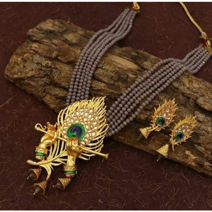 New Long Polki Necklace – Pearl Necklace – Kundan Necklace Set W/earrings – Indian Wedding Bridal Jewelry  Peacock Father Handmade Necklace | Save 33% - Rajasthan Living 6