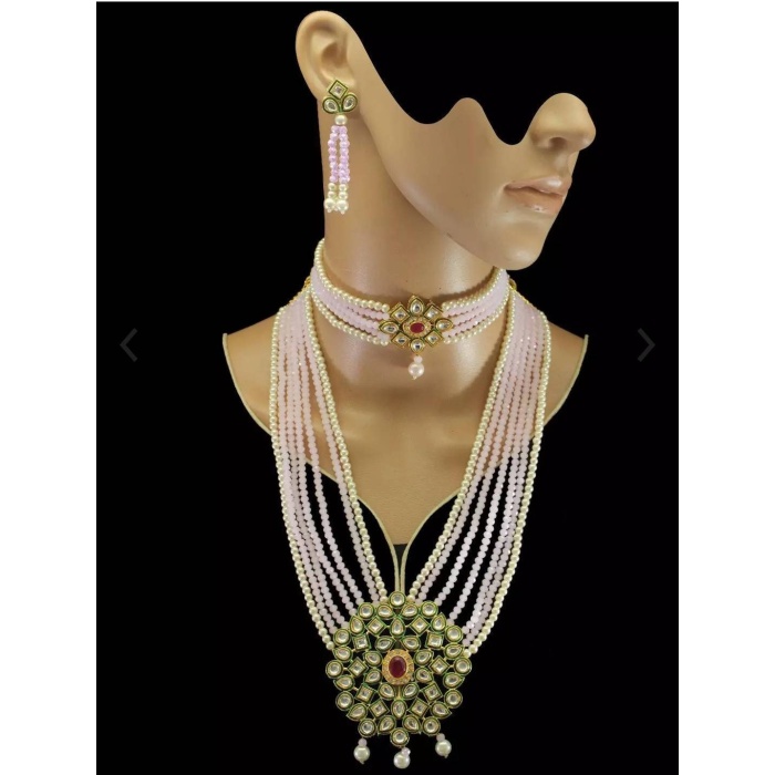 New Long Meenakari and Kundan Choker Set With Earrings Light Weight Dome Shaped Necklace, Necklace Choker and Bracelet Combo, Kundan Meena | Save 33% - Rajasthan Living 6