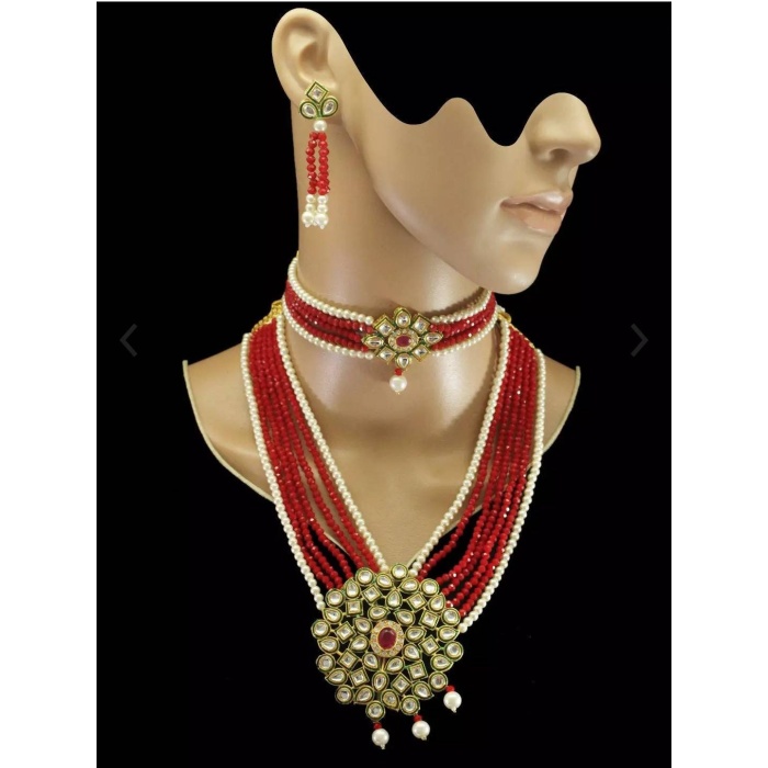 New Long Meenakari and Kundan Choker Set With Earrings Light Weight Dome Shaped Necklace, Necklace Choker and Bracelet Combo, Kundan Meena | Save 33% - Rajasthan Living 6