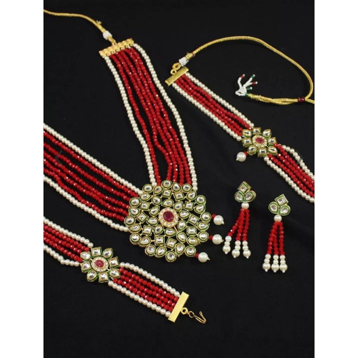 New Long Meenakari and Kundan Choker Set With Earrings Light Weight Dome Shaped Necklace, Necklace Choker and Bracelet Combo, Kundan Meena | Save 33% - Rajasthan Living 5