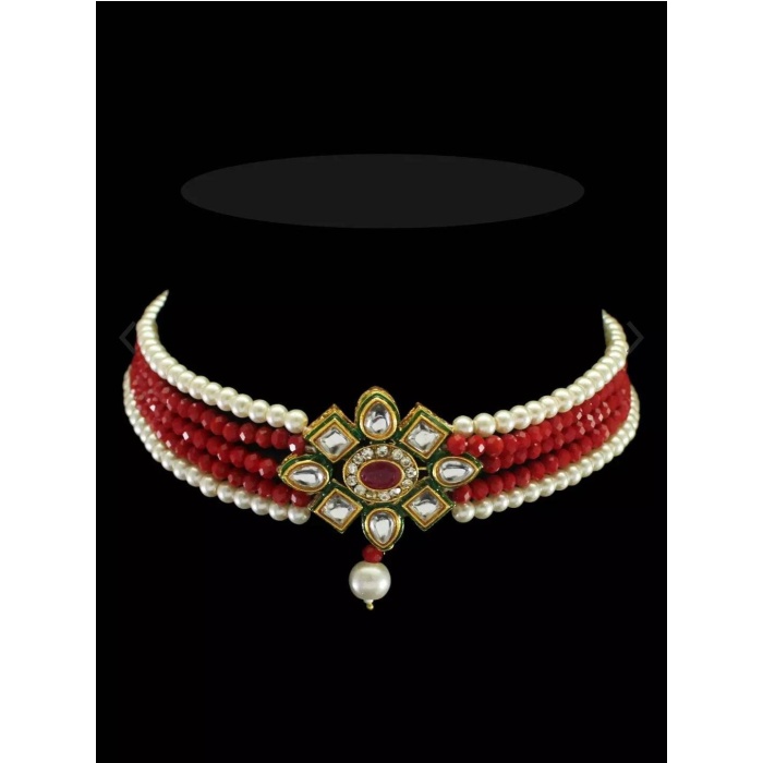 New Long Meenakari and Kundan Choker Set With Earrings Light Weight Dome Shaped Necklace, Necklace Choker and Bracelet Combo, Kundan Meena | Save 33% - Rajasthan Living 12