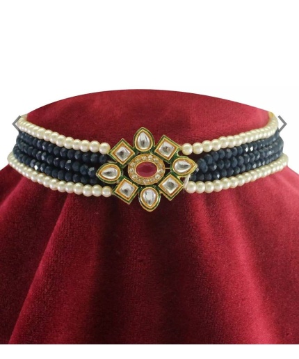 New Long Meenakari and Kundan Choker Set With Earrings Light Weight Dome Shaped Necklace, Necklace Choker and Bracelet Combo, Kundan Meena | Save 33% - Rajasthan Living 3