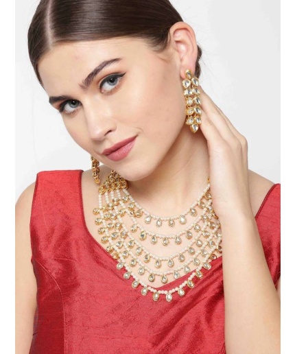 New Handmade Multi Stand Gold Necklace Long Necklace Earrings , Indian Traditonal Jewelry, New Year Sale, Wedding Wear, Bridal Jewellery | Save 33% - Rajasthan Living