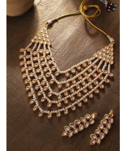 New Handmade Multi Stand Gold Necklace Long Necklace Earrings , Indian Traditonal Jewelry, New Year Sale, Wedding Wear, Bridal Jewellery | Save 33% - Rajasthan Living 3