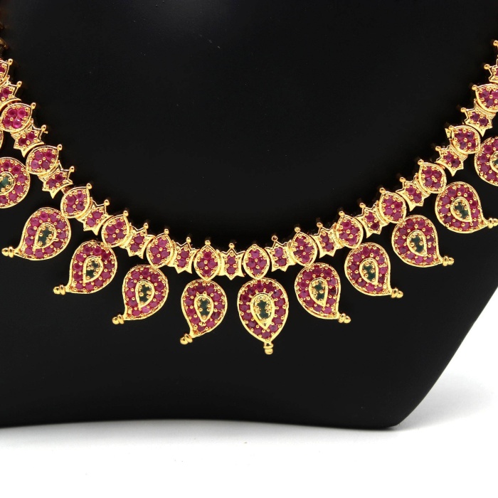 American Diamond Necklace, American Diamond Jewellery, Ruby Touch Necklace, Ad Jewellery, cz Jewellery, Engagement Jewellery With Earrings | Save 33% - Rajasthan Living 7