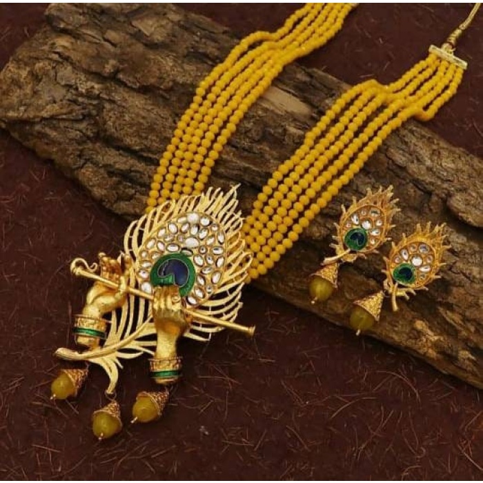 New Long Polki Necklace – Pearl Necklace – Kundan Necklace Set W/earrings – Indian Wedding Bridal Jewelry  Peacock Father Handmade Necklace | Save 33% - Rajasthan Living 9