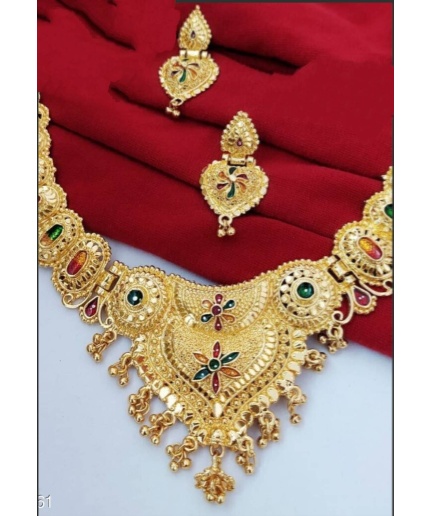 Gold Plated Choker Set  Girls and Women With Matching Earring, Glod Jewellery, for Wedding Wear,Wedding Season Jewellery,Tample Jewellery | Save 33% - Rajasthan Living 3