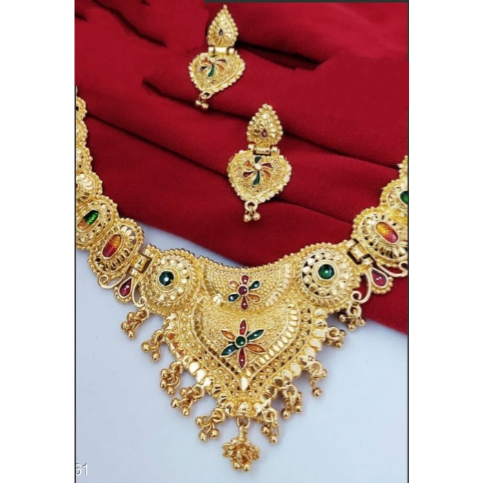 Gold Plated Choker Set  Girls and Women With Matching Earring, Glod Jewellery, for Wedding Wear,Wedding Season Jewellery,Tample Jewellery | Save 33% - Rajasthan Living 6