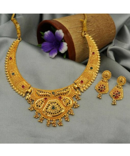 Gold Plated Choker Set  Girls and Women With Matching Earring, Glod Jewellery, for Wedding Wear,wedding Season Jewellery,tample Jewellery | Save 33% - Rajasthan Living