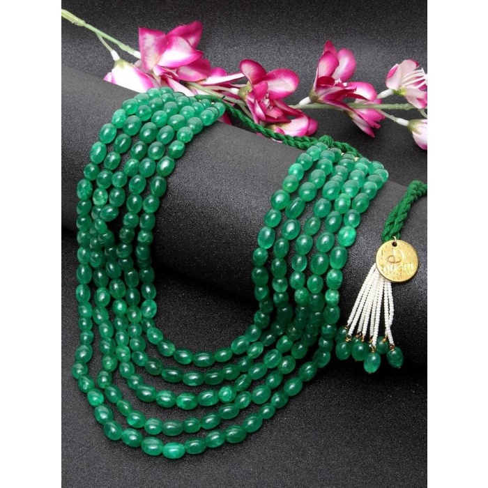 New Five Line Green Emerald Touch Long Necklace, Indian Jewellery, Emerald Jewellery, Indian Necklace, Multi Stand Necklace, New Year Sale | Save 33% - Rajasthan Living 5