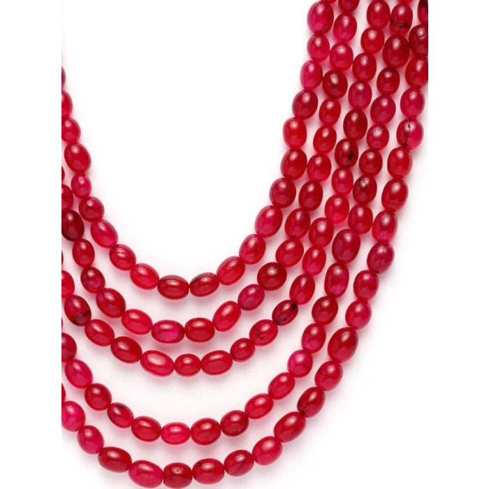 New Five Line Red Ruby Touch Long Necklace, Indian Jewellery, Ruby Jewellery, Indian Necklace, Multi Stand Necklace, New Year Sale | Save 33% - Rajasthan Living 7