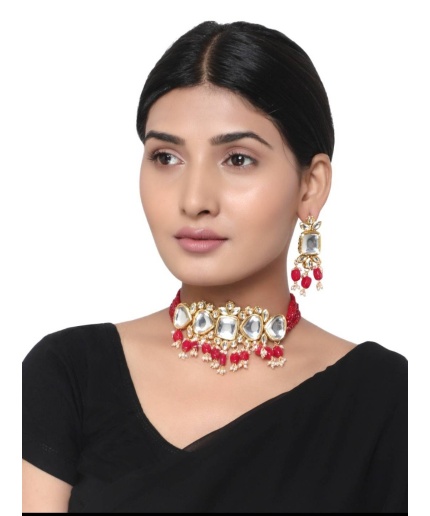 Kundan Meena Set, Red Kundan Bridal Set, Kundan Bridal Necklace Set, Customizable Kundan Bridal Sets, Royal Kundan Sets, Dulhan Set, Bridal | Save 33% - Rajasthan Living 7