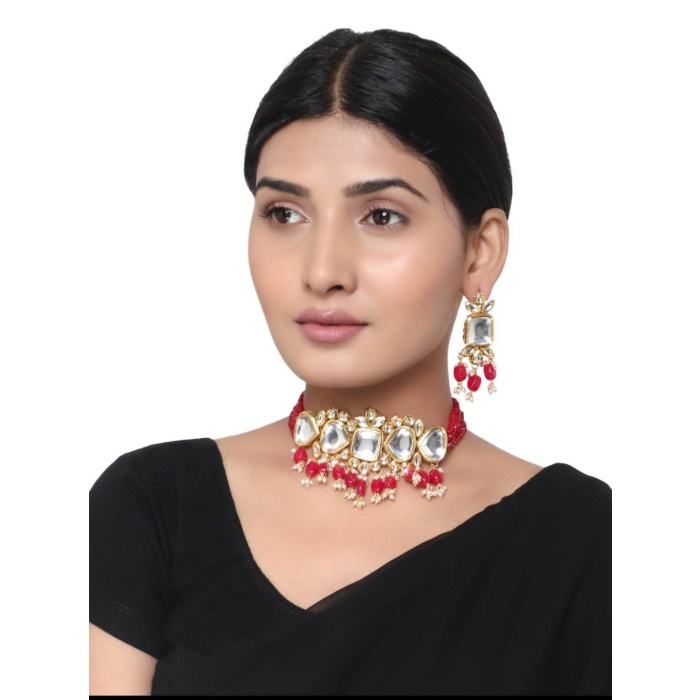 Kundan Meena Set, Red Kundan Bridal Set, Kundan Bridal Necklace Set, Customizable Kundan Bridal Sets, Royal Kundan Sets, Dulhan Set, Bridal | Save 33% - Rajasthan Living 6